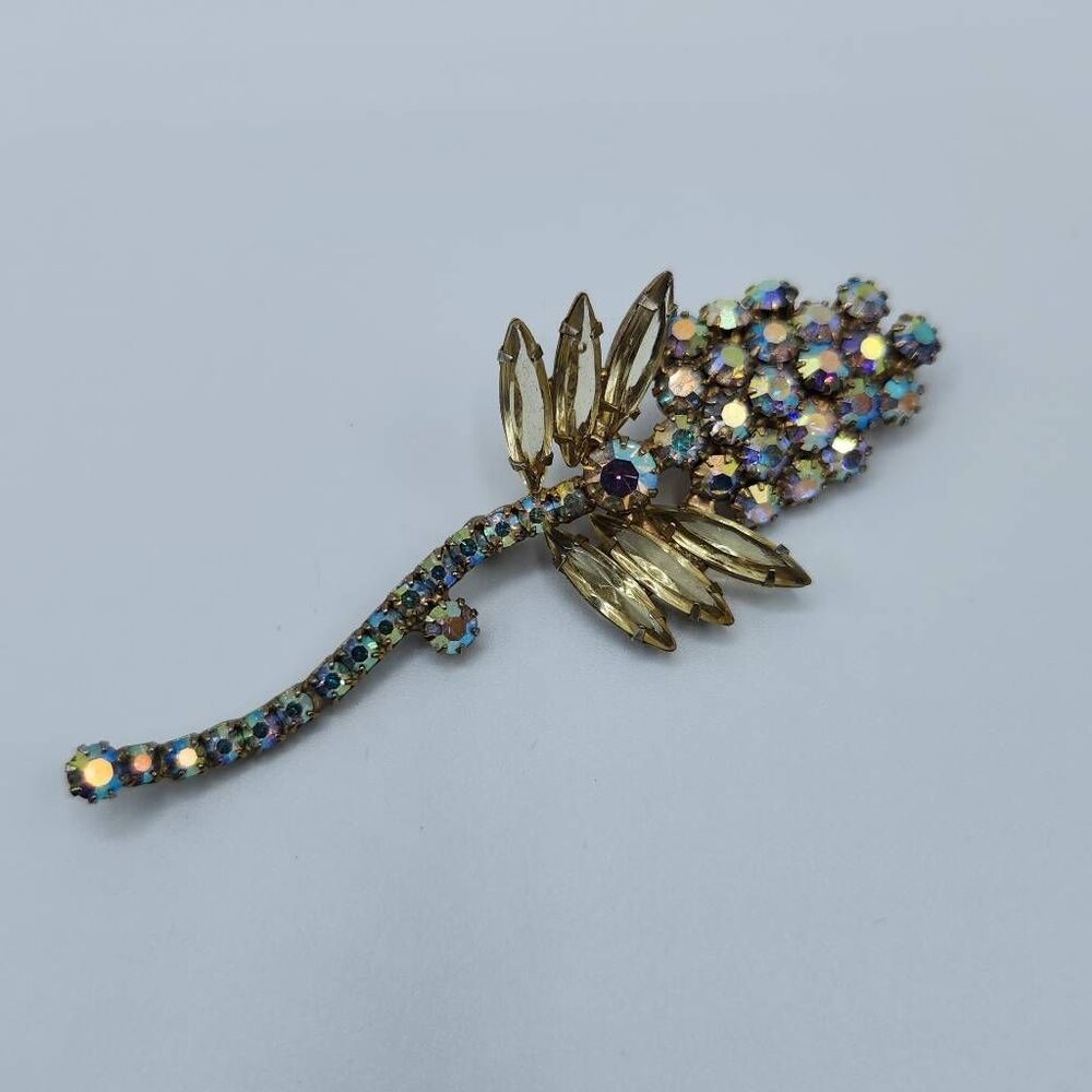 Vintage Unsigned Rhinestone AB Brooch